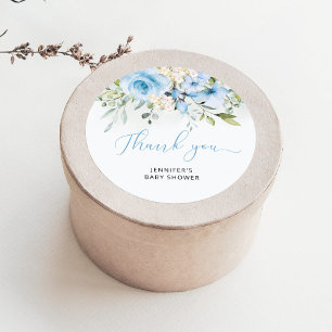 Blaue Blumen-Baby-Junge-Shower-Klassiker-Rundaufkl Runder Aufkleber