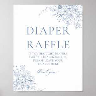 Blaue Blumen-Baby-Party-Windel-Raffle Poster