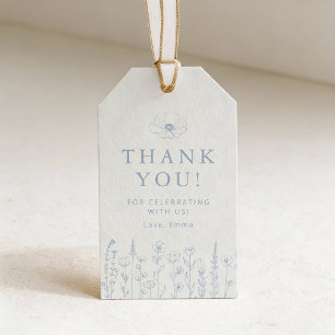 Blaue Blumen Baby Shower Dankeschön-Geschenkkarte Geschenkanhänger