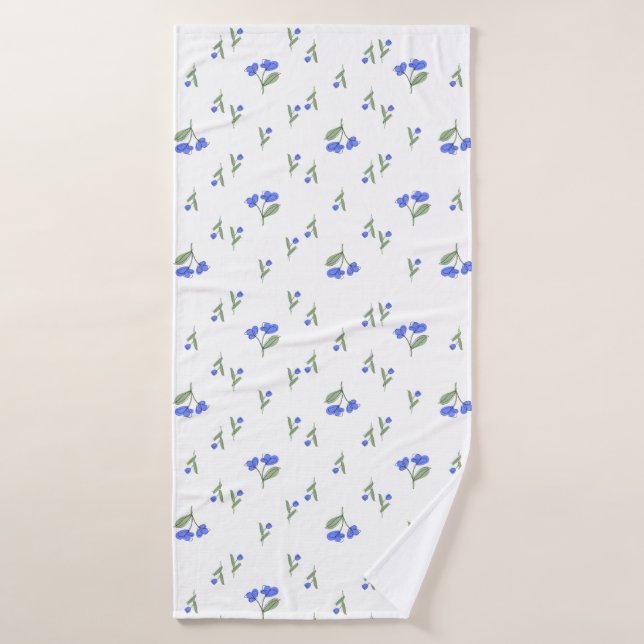Blaue Blumen  Badhandtuch Set (Badehandtuch)