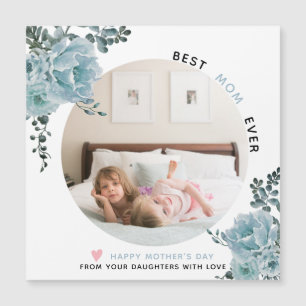 Blaue Blumen Best Mama Ever Mother Day Foto Magnetkarte