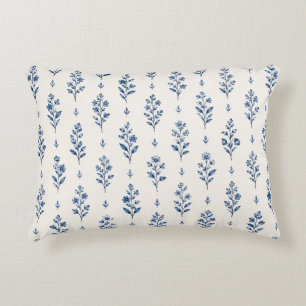 Blaue Blumen-Blockdruck-Kissen Dekokissen