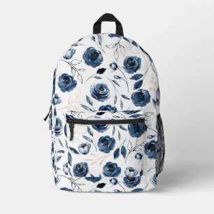 Blaue Blumen Blumenmuster Bedruckter Rucksack