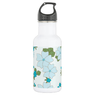 Blaue Blumen, Blumenmuster, Blumenmuster Edelstahlflasche