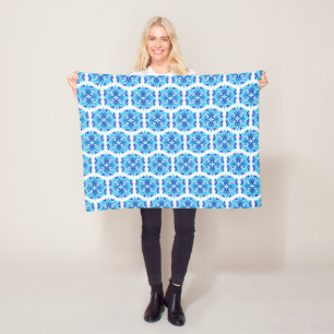 Blaue Blumen, Blumenmuster, Florales Muster Fleecedecke