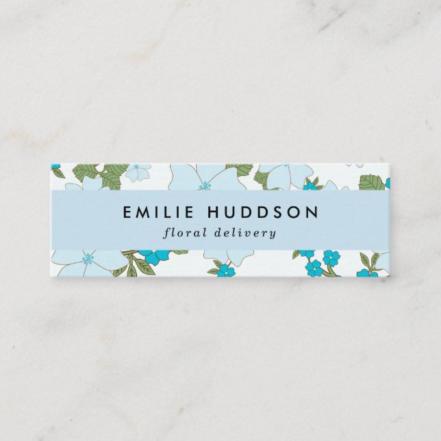 Blaue Blumen, Blumenmuster, Florist, Blume Shop Mini Visitenkarte (Vorderseite)