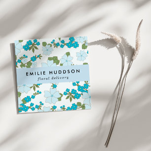 Blaue Blumen, Blumenmuster, Florist, Blume Shop Quadratische Visitenkarte