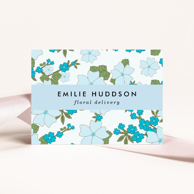 Blaue Blumen, Blumenmuster, Florist, Blume Shop Visitenkarte (Von Creator hochgeladen)