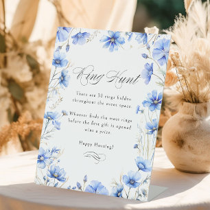 Blaue Blumen Blumenstrauß Brautparty Ring Hunt Spi Sockelschild