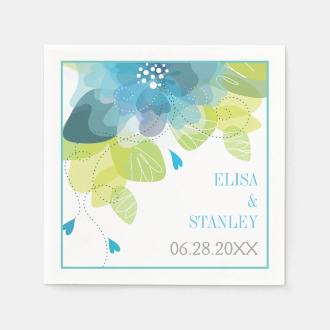 Blaue Blumen Blütenfrühlingshochzeit Serviette (Vorderseite)