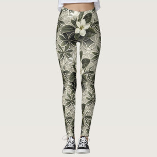 Blaue Blumen Botanik Muster (8) Leggings