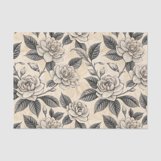 Blaue Blumen Botanik Muster (9) Seidenpapier (Vorderseite)