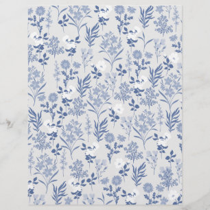 Blaue Blumen Botanische Malerei Briefbogen