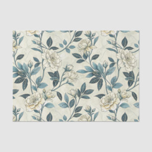Blaue Blumen Botanische Muster (6) Seidenpapier