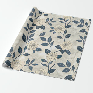 Blaue Blumen Botanische Vintage-Muster (3) Geschenkpapier