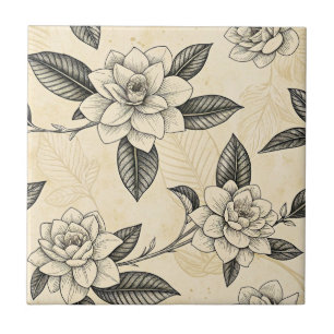 Blaue Blumen Botanisches Muster Vintage (7) Fliese