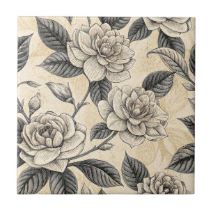 Blaue Blumen Botanisches Muster Vintage (9) Fliese