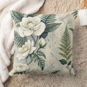 Blaue Blumen Botanisches Vintage-Muster (4) Kissen