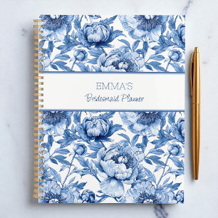 Blaue Blumen Brautjungfer Personalisierter Name Bl Planer