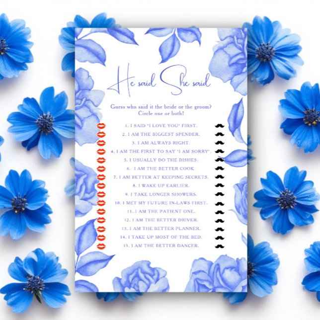 Blaue Blumen Brautparty Er sagte, sie sagte (Von Creator hochgeladen)
