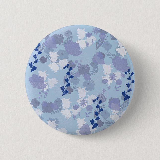 Blaue Blumen Button (Vorderseite)