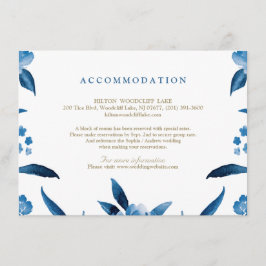 Blaue Blumen Chinoiserie Hochzeitsunterkunft Begleitkarte