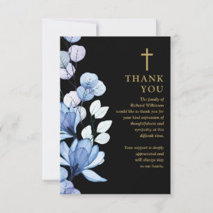 Blaue Blumen Christliche Feier des Lebens Trauerfe Dankeskarte