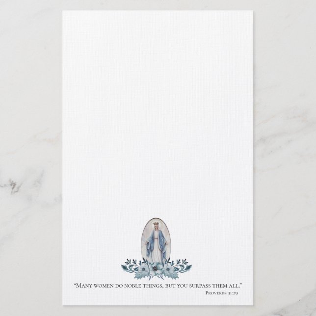 Blaue Blumen| Dame der Jungfrau Mary der Anmut-| | Briefpapier (Vorderseite)