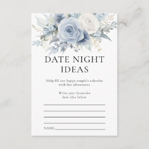 Blaue Blumen Date Night Ideen Hochzeit Spielkarte Einladung