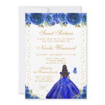 Blaue Blumen Dunkle Haut Prinzessin Sweet Sixteen