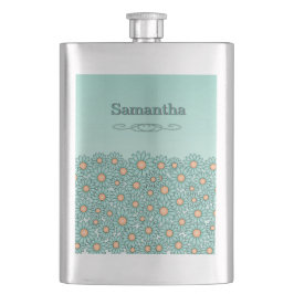 Blaue Blumen Edelstahlflasche Flachmann