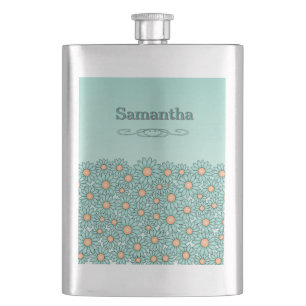 Blaue Blumen Edelstahlflasche Flachmann