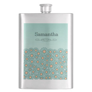 Blaue Blumen Edelstahlflasche Flachmann