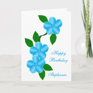 Blaue Blumen einfach Geburtstag hinzufügen Karte