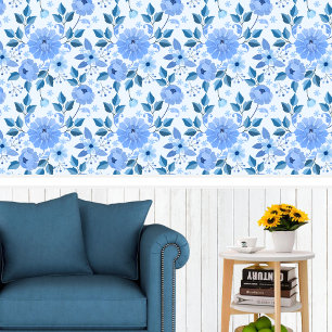 Blaue Blumen elegante Tapeten