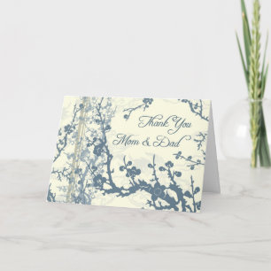Blaue Blumen-Eltern Hochzeitstag Dankeskarten Dankeskarte