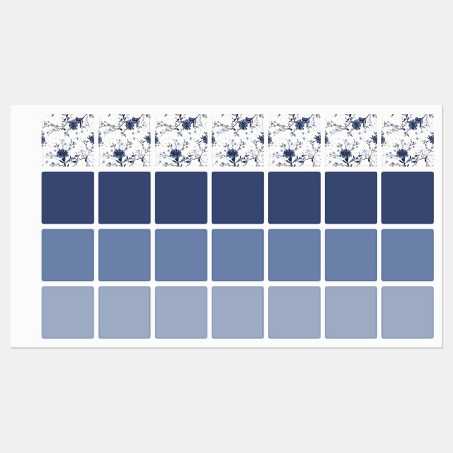 Blaue Blumen Etiketten (Blatt)