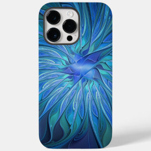 Blaue Blumen-Fantasie-Muster, abstrakte Fraktal-Ku Case-Mate iPhone 14 Pro Max Hülle