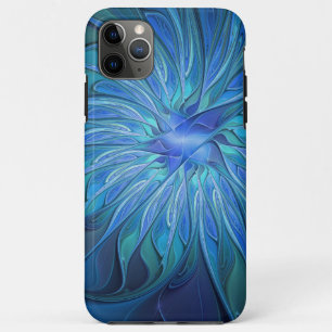 Blaue Blumen-Fantasie-Muster, abstrakte Fraktal-Ku Case-Mate iPhone Hülle