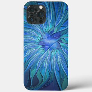 Blaue Blumen-Fantasie-Muster, abstrakte Fraktal-Ku Case-Mate iPhone Hülle