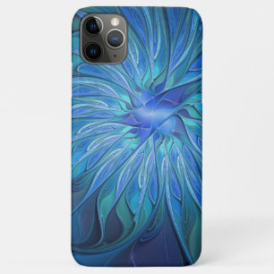 Blaue Blumen-Fantasie-Muster, abstrakte Fraktal-Ku Case-Mate iPhone Hülle