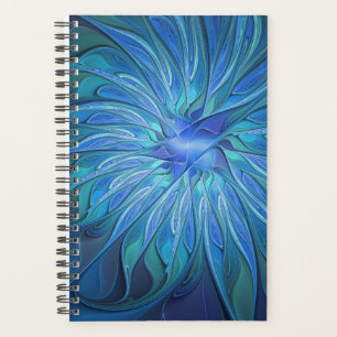 Blaue Blumen-Fantasie-Muster, abstrakte Fraktal-Ku Planer