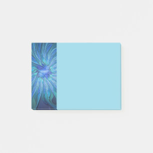 Blaue Blumen-Fantasie-Muster, abstrakte Fraktal-Ku Post-it Klebezettel
