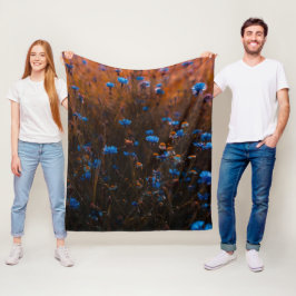 Blaue Blumen Fleecedecke