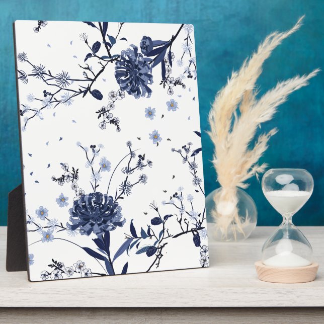 Blaue Blumen Fotoplatte (Seite)