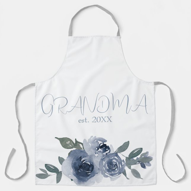 Blaue Blumen für Oma Schürze (Vorderseite)