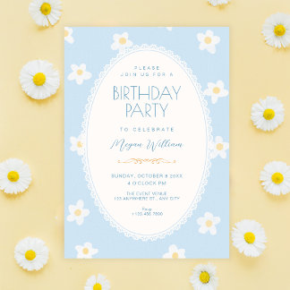 Blaue Blumen Geburtstag Einladung