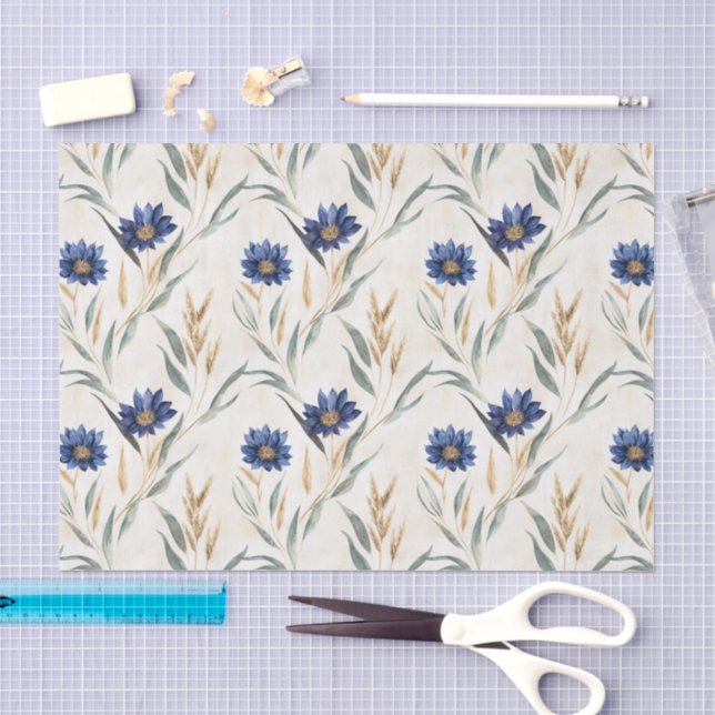 Blaue Blumen Geburtstag Seidenpapier (Handwerk)