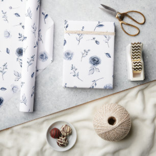 Blaue Blumen Geschenkpapier