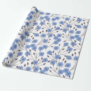Blaue Blumen Geschenkpapier